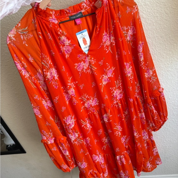 Vince Camuto Orange Floral Women's Dress-Size L- NWT - Picture 6 of 15